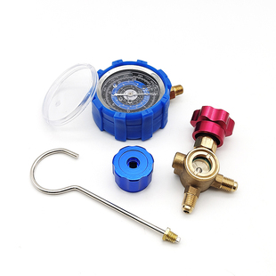 汽车空调加氟表双表阀阀体配件加氟表头旋钮挂钩表盖三通阀排气口