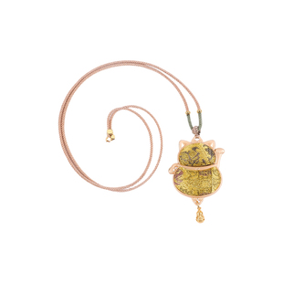 新中式宋锦招财猫项链非遗葫芦小马蝴蝶吊坠挂饰diy材料国风挂件