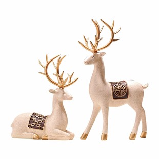 金鹿摆件创意家居酒柜电视柜玄关装饰品室内客厅茶几轻奢高档大气