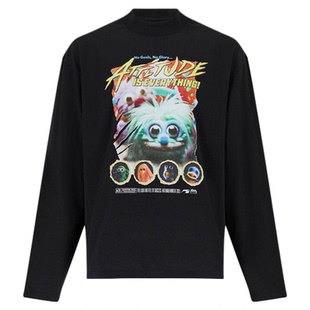 MARTINE ROSE 25FW 图案印花休闲宽松圆领长袖T恤男女同款