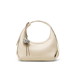 拉菲斯汀头层牛皮OO月牙包2026新款腋下包真皮女包白色手提斜挎包