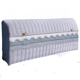 新款全包床头罩通用加厚夹棉盖布软包木床靠背高档布艺万能保护套