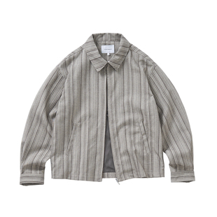 714street肌理感条纹提花翻领夹克2026春季美式复古BOXY短外套男