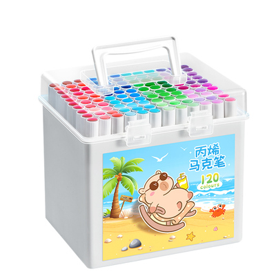 桶装丙烯马克笔小学生专用不透色
