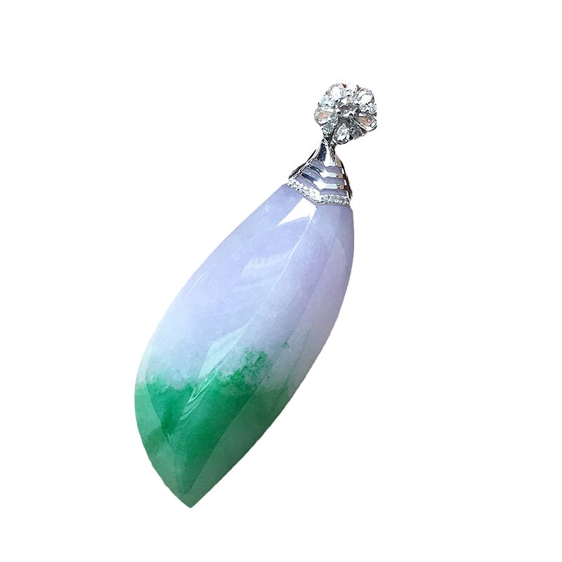 冰种紫罗兰飘翠绿色随型吊坠女