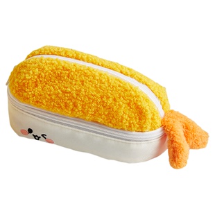 可爱萌萌炸虾毛绒笔袋高颜值ins风学生2026年新款创意文具盒大容量简约铅笔盒初高中女生多功能文具袋不撞款