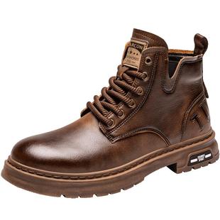 意尔康马丁靴男鞋2025新款爆款秋冬季加绒棉英伦风厚底短靴子男士