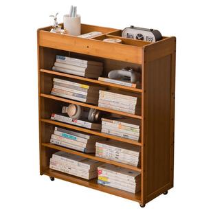 书架落地置物架桌边书柜子可移动儿童多层带轮小推车储物简易收纳