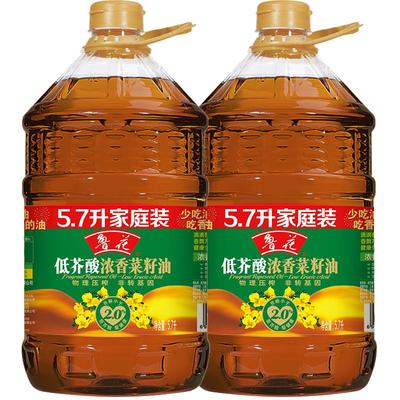 鲁花低芥酸浓香菜籽油5.7L*2