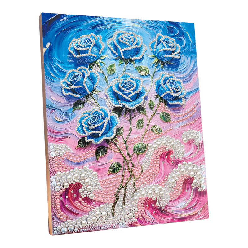 超大号玫瑰花朵珍珠画钻石贴画儿童手工diy材料包生日礼物相框画