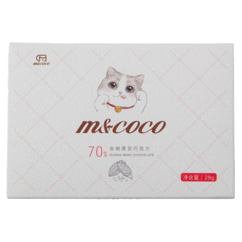 M&coco「猫爪礼盒装」加纳70%黑巧克力排块三片装