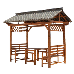 中式室外庭院阳光房户外院内凉亭座椅楼顶露台别墅休闲葡萄架桌椅