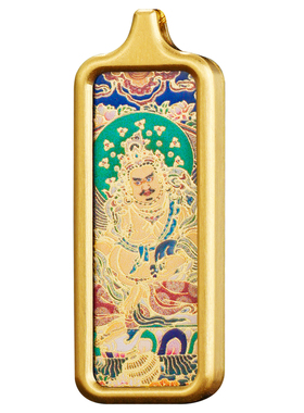 手绘描金吉祥小金条唐卡吊坠佛牌项链五路财神黄财神弥勒佛小挂饰