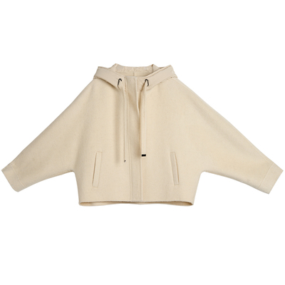 TOFOD 北欧印象 牦牛绒澳洲美利奴羊毛连帽双面呢短大衣外套