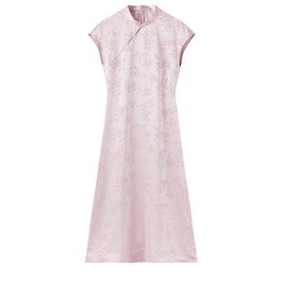 秋水伊人新中式改良旗袍连衣裙女2025年夏季新款国风提花气质长裙