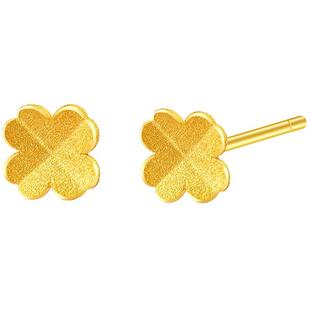 【热销】诗普琳黄金足金女幸运四叶草耳钉养耳棒送女友