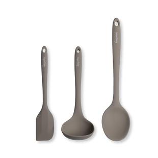 进口铂金硅胶厨具naperbaby辅食锅铲汤勺宝宝套装卡其棕ins风时尚