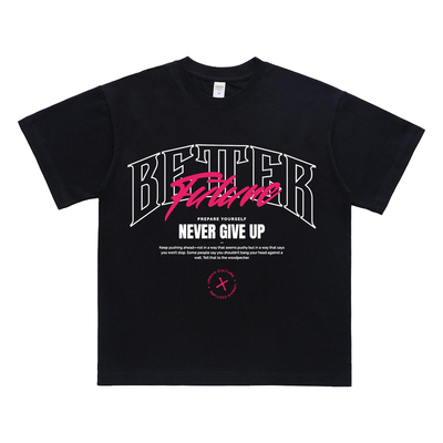 美式街头小领口短袖T恤男夏宽松