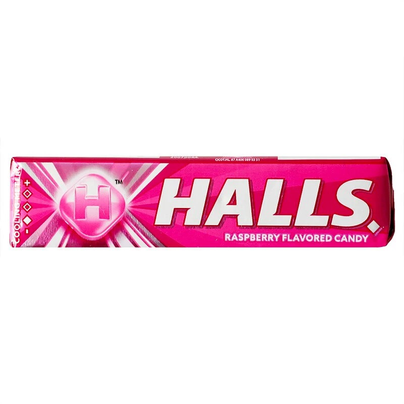 泰国进口HALLS荷氏青柠树莓杂莓薄荷味糖水果味清凉便携约会条装