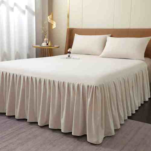 纯色简约床罩床裙款单件床套床围裙边遮丑防尘薄款四季通用保护套