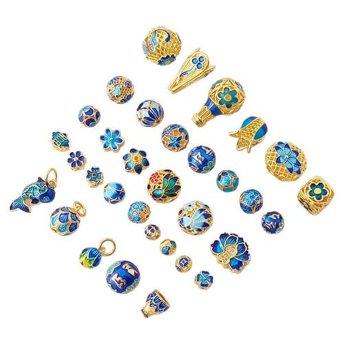 强保色18K景泰蓝西瓜隔珠散珠子diy烧蓝配件手工串珠手链首饰配件