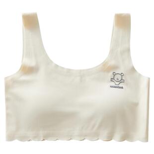 高初中女生内衣发育期运动少女防震二阶段16岁冰丝无痕小背心女孩