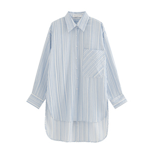 MOERSHOP 风格自定义 条纹BF风防晒衬衫女夏季新款设计感宽松衬衣