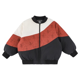 幼悠男童2025冬季新款新中式年服外套时尚吸睛三色拼接潮酷上衣潮