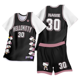 数码印女生篮球服定制套装学生凯蒂猫个性印字比赛队服背心球衣