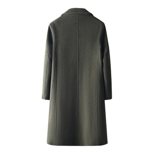 羊毛呢大衣男士中长款西装领双排扣军绿秋冬新款高级感外套双面呢