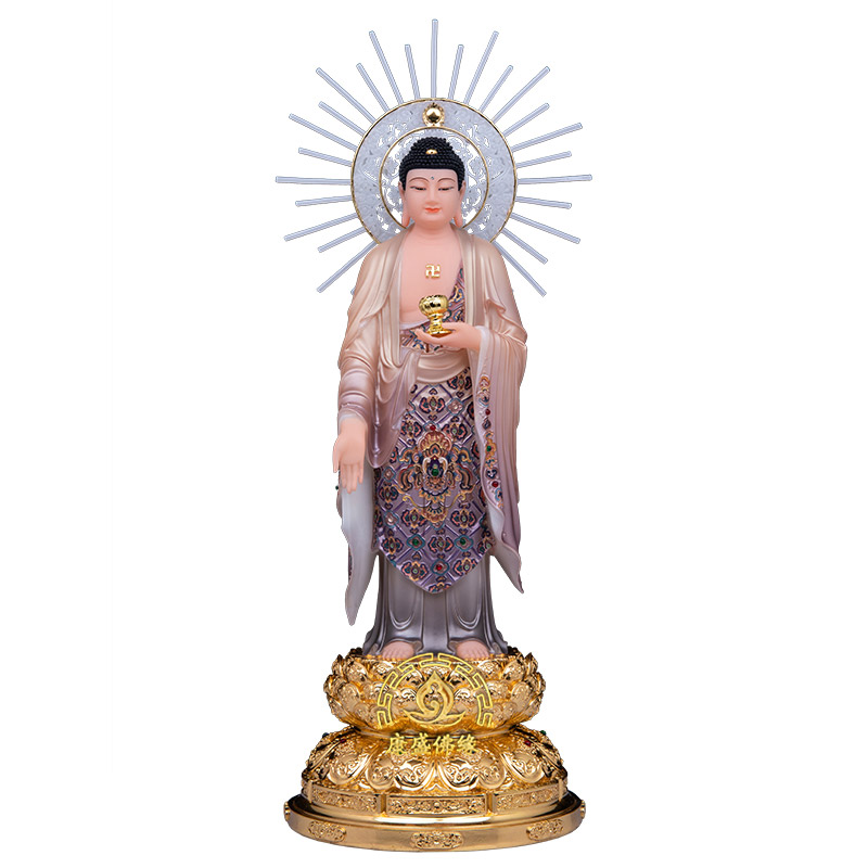 汉白玉西方三圣站像供奉客厅摆件
