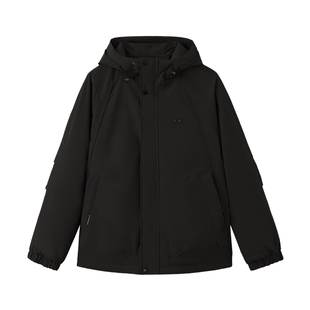 快鱼2026冬季新款工装连帽男士潮牌保暖防寒服时尚加厚百搭款棉衣