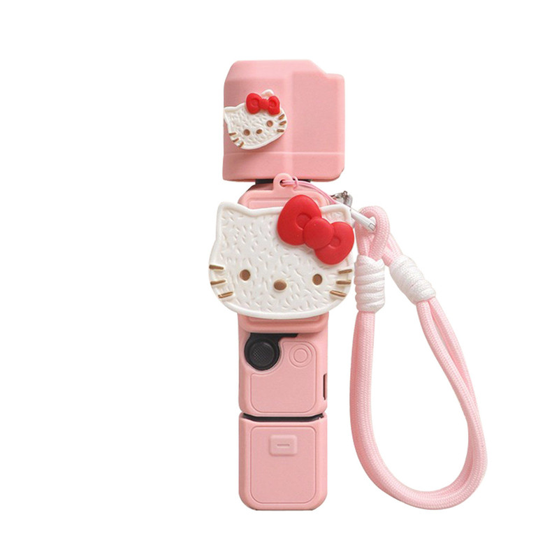 适用大疆pocket3保护壳收纳包女款挂绳可爱卡通kitty猫硅胶保护套