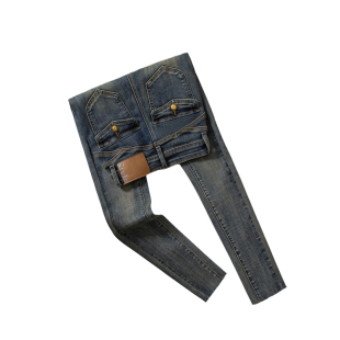 复古做旧紧身小脚牛仔裤女春季款高腰提臀修身百搭铅笔牛仔裤加绒