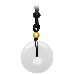 周大生黄金和田玉平安扣吊坠项链情侣男女款情人节礼物送男女友