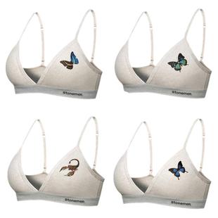 stonemen【源自澳洲】性感法式三角杯无钢圈薄垫内衣女双肩带米底