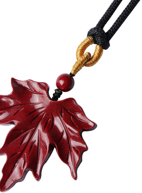 原矿朱砂枫叶吊坠项链紫金砂护身