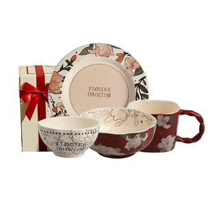 舍里高级感红色餐具礼盒结婚礼物碗碟套装订婚乔迁碗盘闺蜜伴手礼