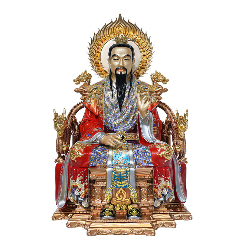 三清道祖黄铜神像供奉摆件
