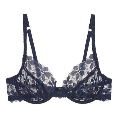 EVES夏娃的诱惑夏季薄款大胸显小文胸女性感蕾丝内衣防下垂胸罩
