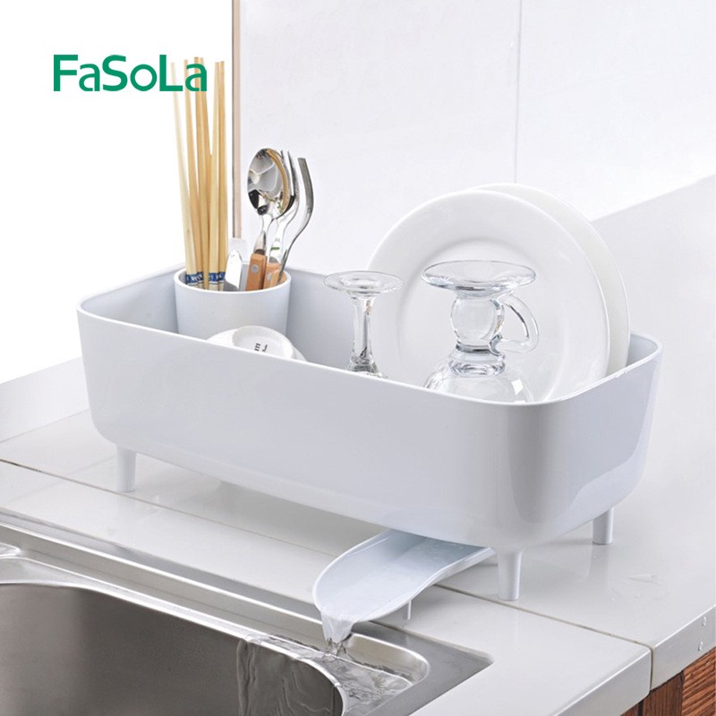 FaSoLa碗碟架放碗架塑料收纳装箱置架厨房碗筷碗柜沥水收纳盒