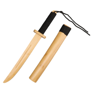 一体式小清刀竹制带鞘木刀儿童男孩玩具礼物绣春刀古风武器雁翎刀