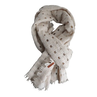 原生编织随性Cashmere100%纯山羊绒围巾镂空小众设计围脖男女通用