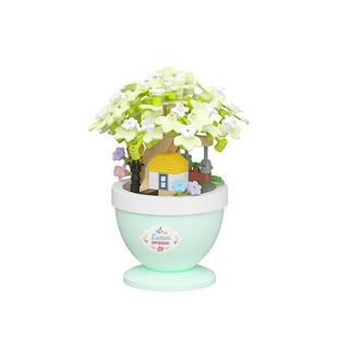 潮乐创积木花植物盆栽拼装玩具桌面摆件送男女朋友情人节生日礼物