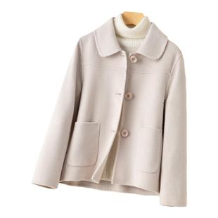 反季秋冬双面羊绒大衣女短款小个子妈妈装双面呢显瘦大码毛呢外套
