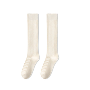 白色堆堆羊毛小腿袜女秋冬长筒袜搭配靴子灰色显瘦冬季保暖高筒袜