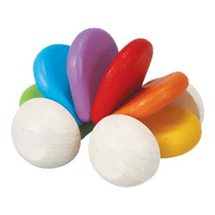 plantoys婴儿学爬爬行引导玩具彩虹宝宝木制小汽车9个月5229