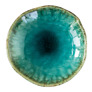 日本进口濑户烧翡翠绿釉高脚盘日式点心碟子复古高托盘糕点干果盘