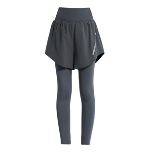 女童假两件裤子儿童羽毛球运动服训练裤跑步网球瑜伽裤健身速干裤