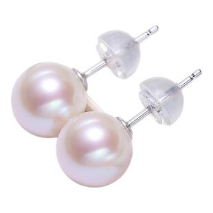 海蒂珠宝 若华 正圆强光淡水珍珠耳钉女正品S925银入门款耳饰